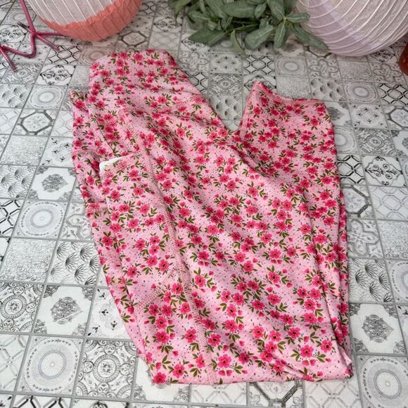 NWT Evolution and Creation Pink Floral Athletic Leggings - Picture 3 of 4